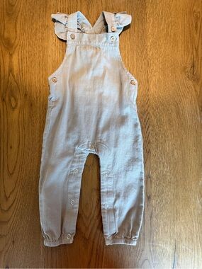 Vignette green Ruffle Strap Baby Overalls